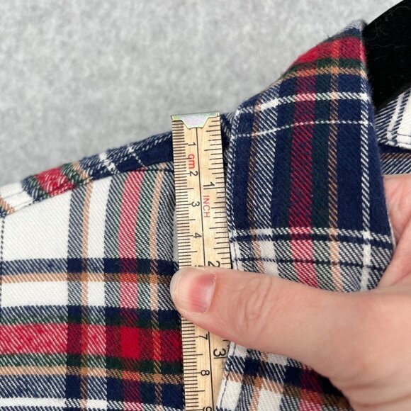 J Crew Mens Slim Fit Flannel Button Up Shirt Size XL Red Blue Gray Plaid Casual - Picture 7 of 10